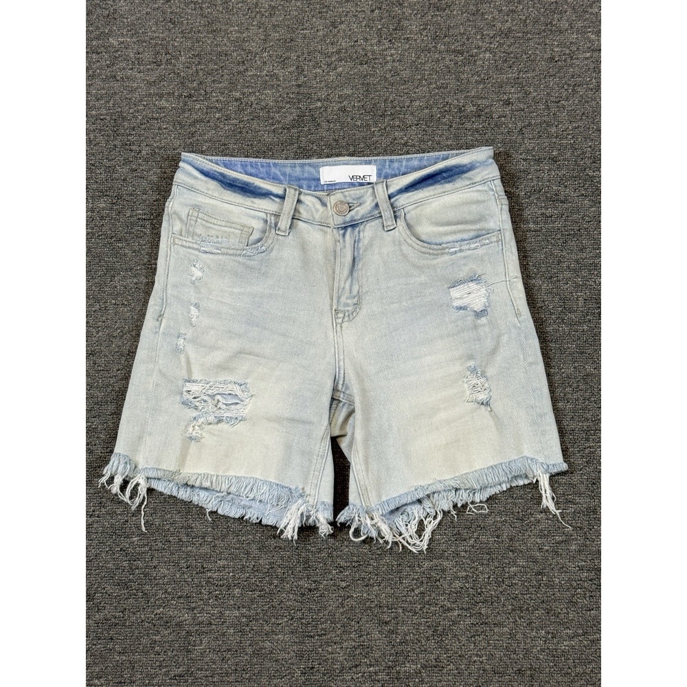 Vervet Women's Size XS Cut Off Frayed Distressed Denim Shorts Light Blue Summer